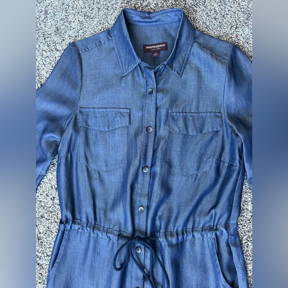 Johnston & Murphy 100% Tencel Blue Jumper Shirt Dress size XS - Picture 7 of 13